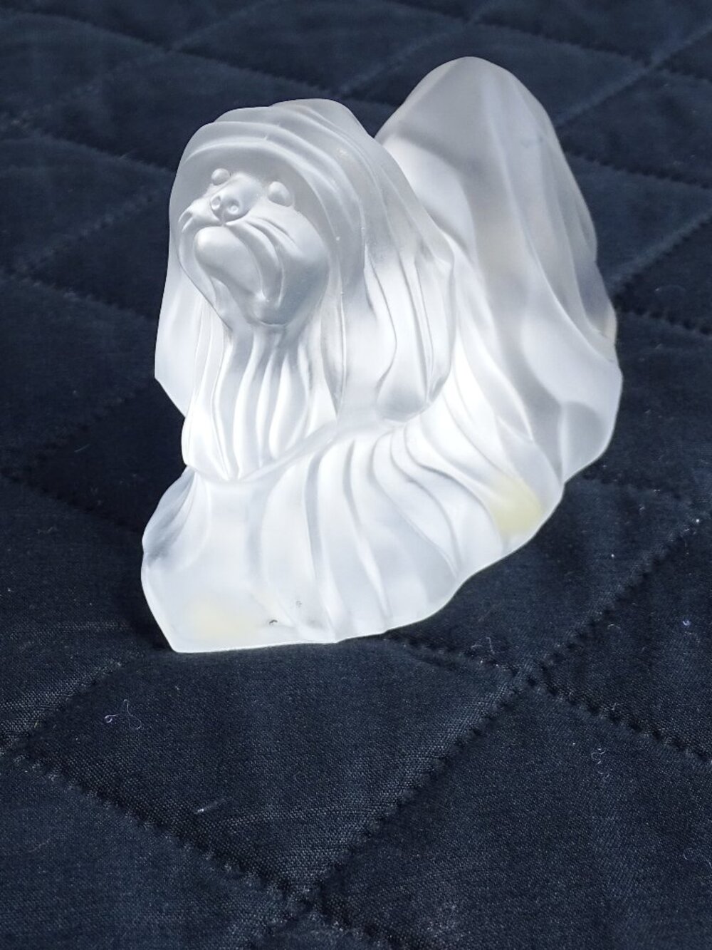 Frosted Glass Maltese Dog by Cristalleries De Lorraine